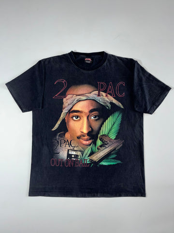 Vintage 2Pac “Out on Bail” Rap Tee Faded Black (XL/2XL)