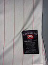 Ecko Unltd “All Crews Major” Pinstripe Baseball Jersey | Vintage Y2K Streetwear | White/Red (2XL)