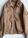 Vintage Brown Sheepskin Shearling Aviator Bomber Jacket (S)