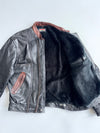Batani Sports Black Leather Jacket (Brown Collar/Pocket (L/XL)