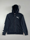 Puma | Black Big Cat Logo Sleeve Print Zip-Up Hoodie | (L)
