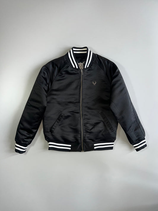 Remix | “Strive for Glory” Quilted Satin Varsity Reversible Bomber (S)