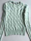 Tommy Hilfiger Mint Green Cable Knit Crewneck Sweater (XXS)