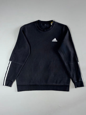 Adidas | Black 3-Stripe Crewneck (XL)
