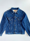 Vintage Levi’s Made in Canada Orange Tab Dark Indigo Wash Vintage Boxy Fit Button-Up Trucker Denim Jacket (M)