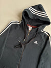 Vintage Y2K Adidas Black 3-Stripe Zip-Up Hoodie  (M)