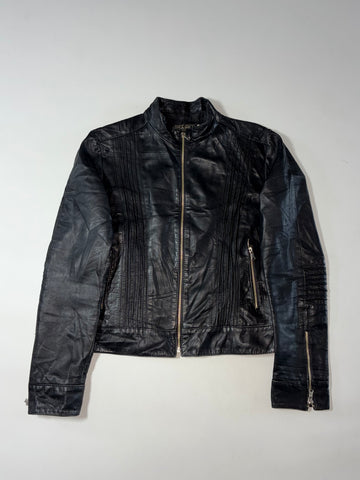 Vintage Vera Pelle Italian Leather Café Racer Jacket  Black  (S)