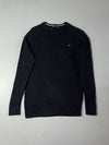 Tommy Hilfiger Black Ribbed Knit Crewneck Sweater (S/M)
