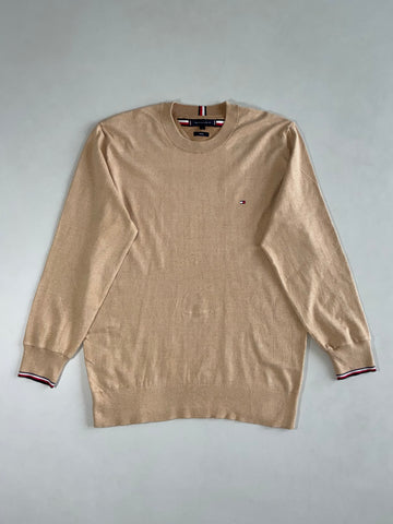 Tommy Hilfiger THFLEX Crewneck Sweater with Signature Tipped Cuffs – Camel (L)