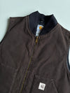 Vintage Carhartt V02 Dark Brown Duck Canvas Quilted Lined Vest – (XL)