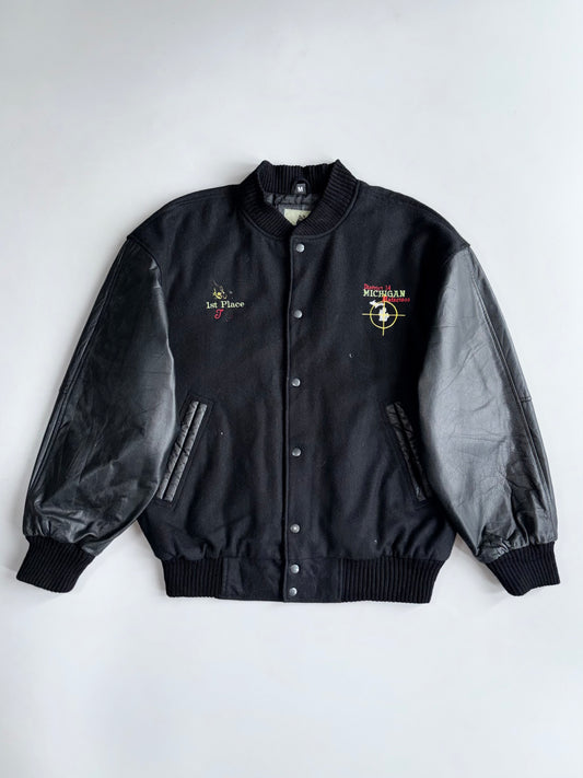 Burk’s Day Premium Varsity Jacket with Leather Sleeves (L/XL)