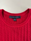 Tommy Hilfiger Red Cable Knit Short Sleeve Sweater Top (Women's) (M)