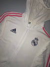 Adidas Real Madrid White Full Zip Hoodie with Pink 3-Stripes (L)
