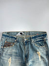 Osaka Big Train Japanese Wave Embroidery Distressed Denim (W:34 |L:41)