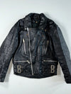 Vintage Black Leather Double Rider Biker Jacket with Buckles (M)