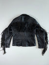 Fringe Rider Black Leather Moto Jacket (L)