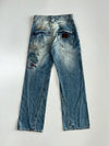 Authentic Tailored Denim Dragon Graphic Embroidered Straight Jeans (w- 28)