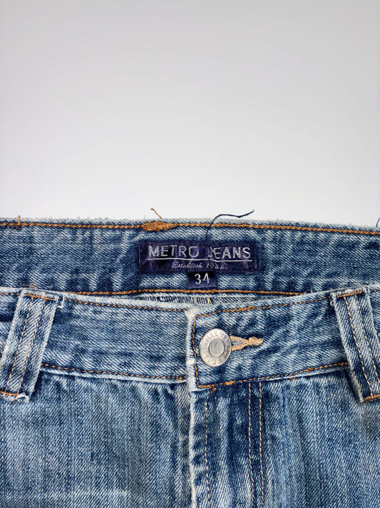Metro Jeans Vintage Washed Blue Denim Jeans (W:34, L:39 )