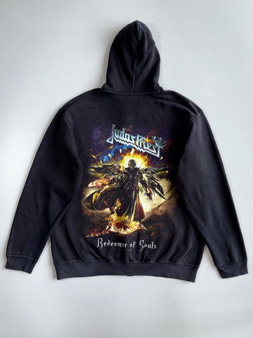 Judas Priest “Redeemer of Souls” Faded Black Zip-Up Band Hoodie (L)