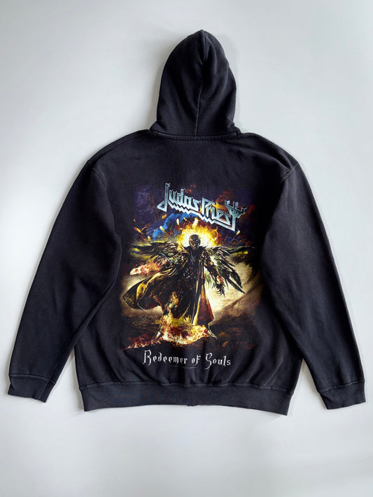 Judas Priest “Redeemer of Souls” Faded Black Zip-Up Band Hoodie (L)