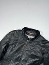 Vintage Black Leather Zip-Up Cafe Racer Jacket (L)