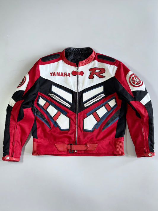 Yamaha R-Series Colorblock Appliqué Mesh Motorsport Racing Jacket Leather Patches ((Paded)(M)
