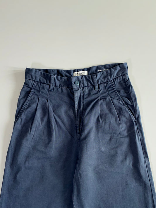 Carhartt Navy Pleated Chino Trousers (W:28|L:41)