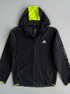 Adidas Three Stripes Black & Neon Yellow Hooded Windbreaker (M)