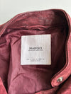 Mango Burgundy Genuine Suede Leather Biker Jacket – Woven Shoulder women’s (XXS)