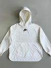 Nike Sportswear Swoosh Circle Graphic Quilted Panel Fleece Pullover Hoodie White (XL)