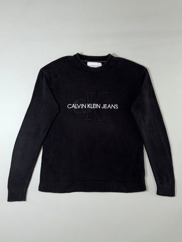 Calvin Klein Jeans Black Embroidered Logo Crewneck Sweater (L)