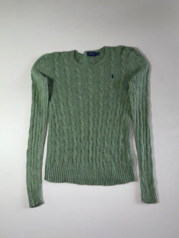 Polo Ralph Lauren Cable Knit Crewneck Sweater – Heather Sage Green (XS)
