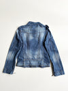 Y2K Asymmetric Zip Denim Biker Jacket – Medium Blue Wash woman’s (XS)