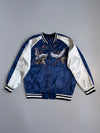 ZVintage Japanese Sukajan Bomber Jacket - Embroidered Cranes & Sakura (L)