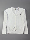 Polo Ralph Lauren White Cable Knit Cardigan with Navy Pony Women’s (S)