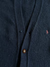 Vintage Polo Ralph Lauren Lambswool Cardigan with Leather Buttons – Navy (L)