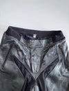 Black Leather Motorcycle Racing Pants with Knee Armor & Zip Pockets (W-31/L-38)