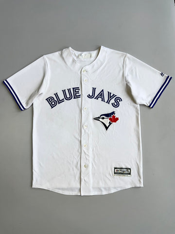 Majestic MLB Toronto Blue Jays White Button-Up Baseball Jersey Genuine Merchandise Size (L)