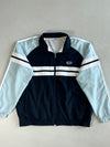 Sergio Tacchini Navy & Sky Blue Colour Block Track Jacket – Striped Panels, Jersey Lined (2XL)