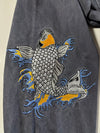 Zara Man Navy Koi Fish Embroidered Souvenir Shirt Jacket  (S)