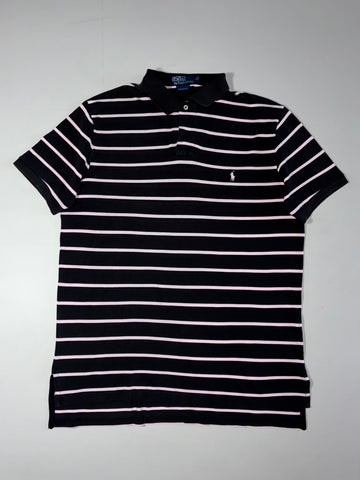 Polo by Ralph Lauren Striped Polo – Black & Pink (2XL)