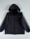 Adidas Black 3-Stripe Hooded Winter Jacket (XL)