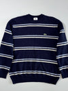 Lacoste Sport Navy Striped Wool Crewneck Sweater  (XL)