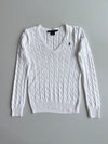 Ralph Lauren Sport Cable-Knit V-Neck Sweater – White woman’s(xs/s)