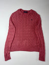 Polo Ralph Lauren Pink/Salmon Cable Knit Crewneck Sweater (M)