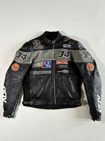 Roleff #34 Racewear Sponsor Patch Leather Jacket – AGV Racing Padded (M/L)