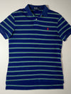 Polo Ralph Lauren | Navy Green Striped Custom Fit Polo Tee | (M)