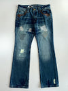 Big Train Osaka Blue Patchwork Distressed Flared Jeans (W:34 |L:43 )