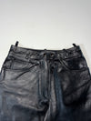 Vintage Black Leather High Waist Snap Front Pants (W:26) (L:42)