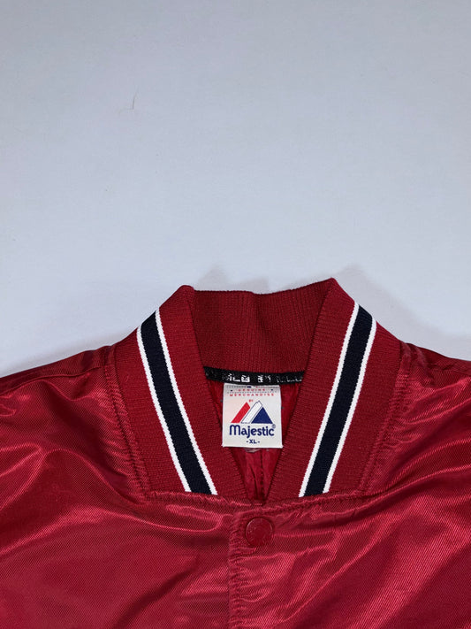 Boston Red Sox MLB Majestic Satin Snap-Up Jacket (Maroon) – Size (XL)